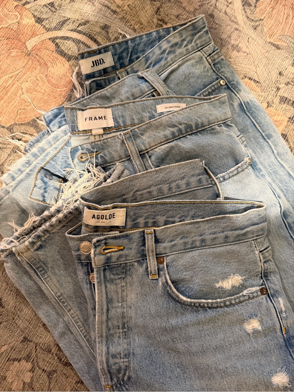 Agolde/Frame/Just Black Light Blue High-Rise Jeans - Faded Vintage Wash